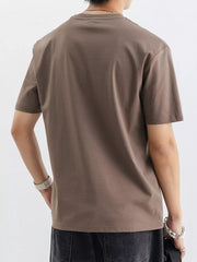 Men's coffee cotton crew neck t-shirt, short sleeves, basic fit.