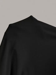 Black sleeveless round neck midi dress fabric detail