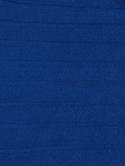 Blue ribbed knit hoodie dress fabric detail