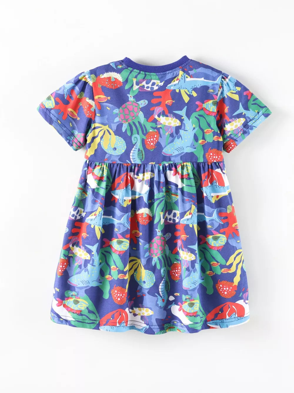 Children's Marine Life Print A-line Dress, back view
