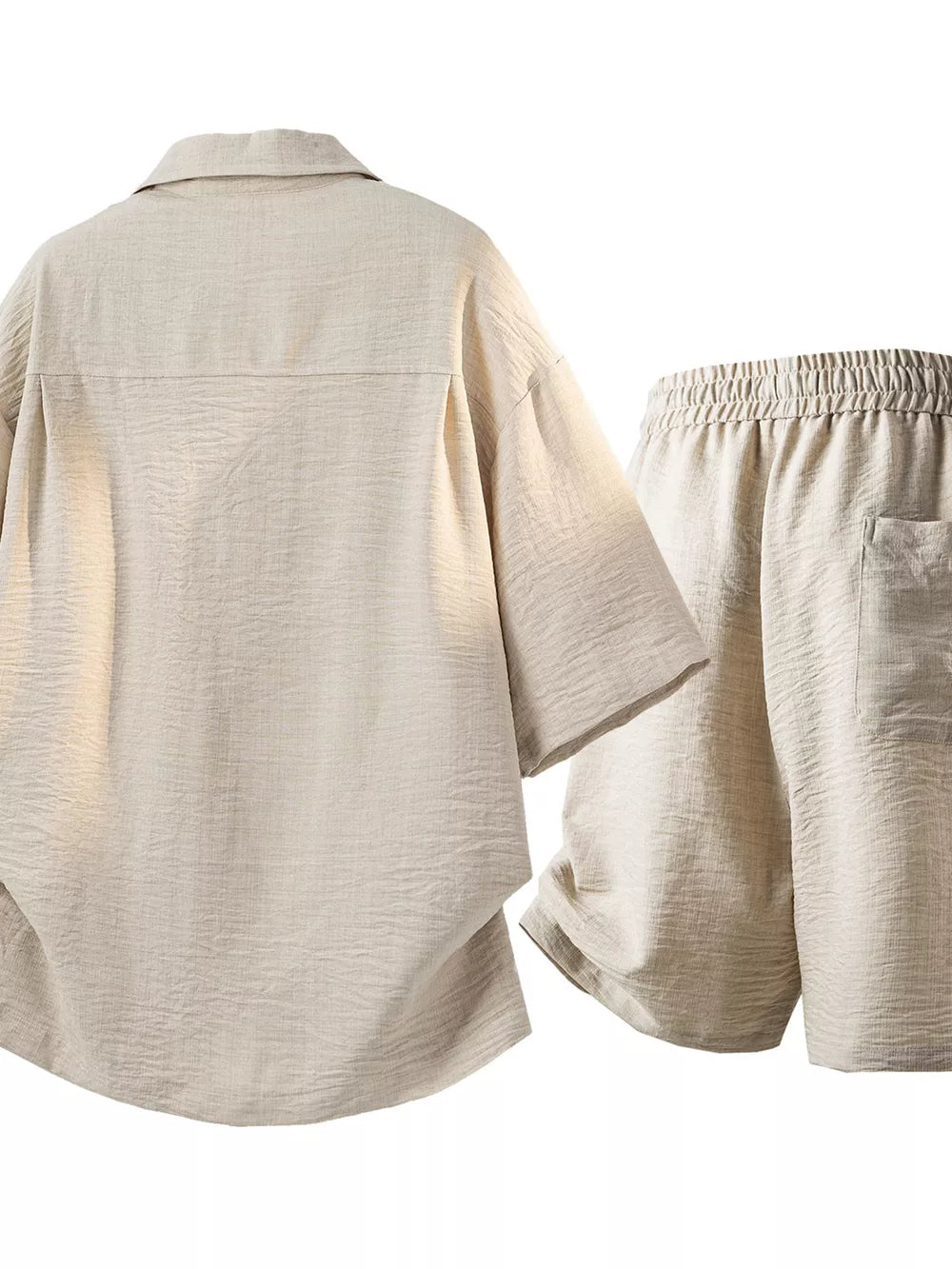 Men's Button-up Short Sleeve Shirt & Shorts Set, side view
