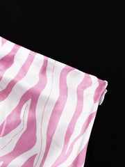 Fluid Zebra Print Satin Midi Skirt