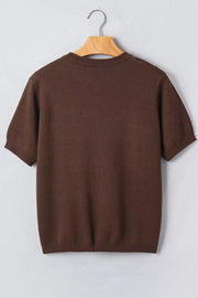 pullover sweater featuring geometric in Dark Brown with 44% polyester, 30% acrylic, 20% polyamide+6%Wool Care instructions