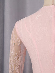 Lace Flare Sleeve Mini Dress in Pink, product detail