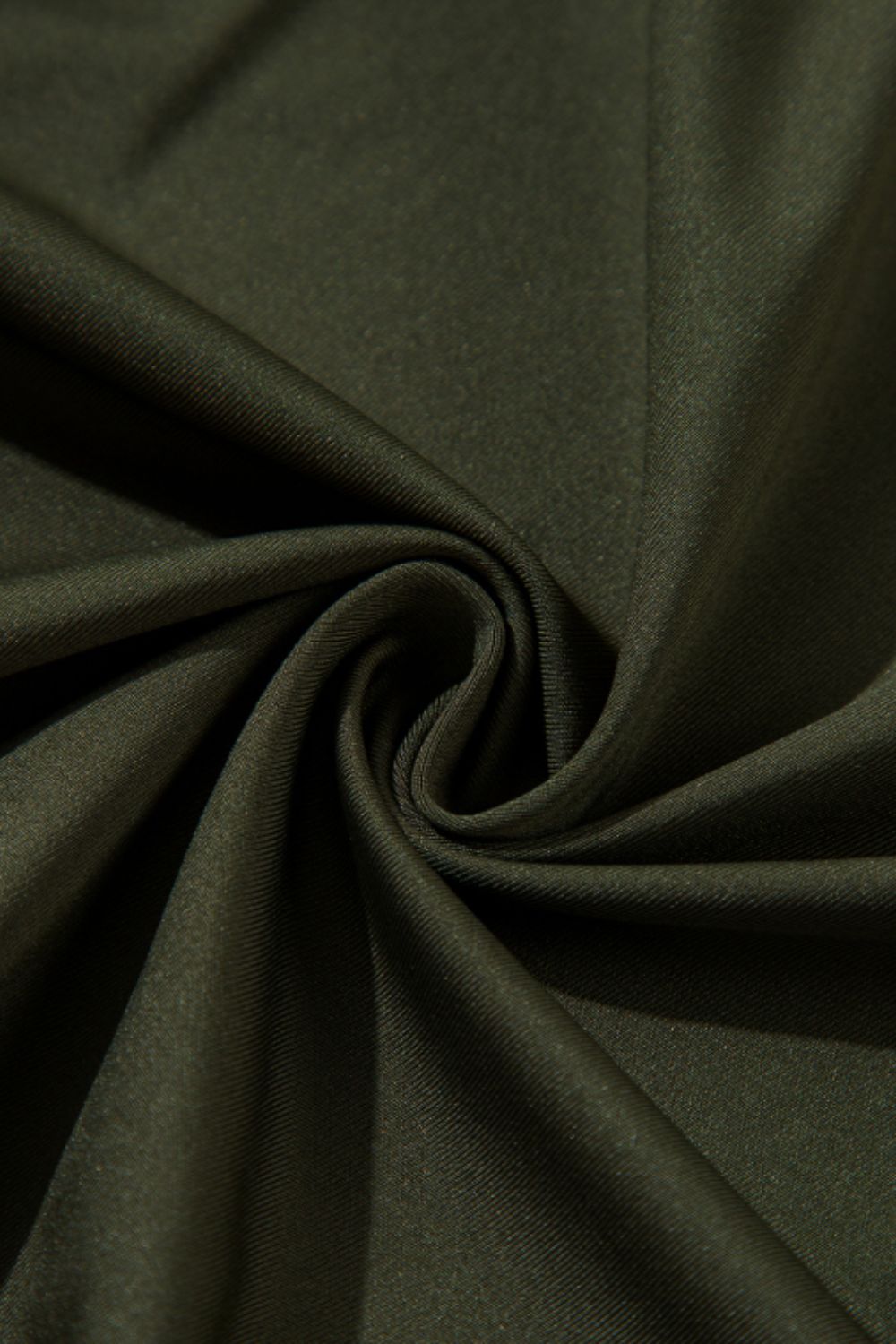 Army green draped bodice wrap bodysuit fabric detail