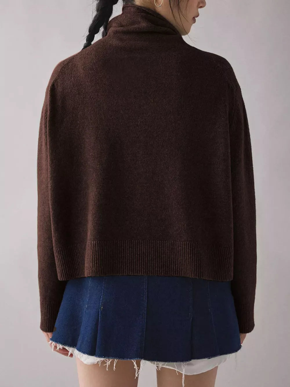 Black relaxed turtleneck sweater with turtleneck