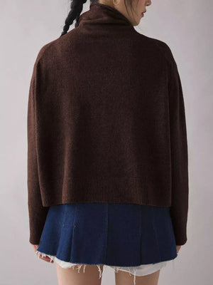Black relaxed turtleneck sweater with turtleneck