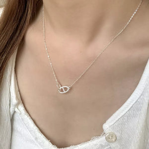 Geometric zircon adorned silver necklace with delicate chain