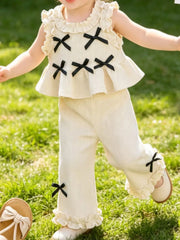 Children's Bow Waffle Knit Top And Pants Set, alternate angle