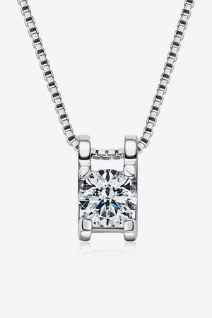Silver cubic zirconia pendant necklace with box chain
