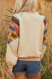 Sequined Rodeo Graphic Aztec Bubble Sleeve Sweatshirt, side view