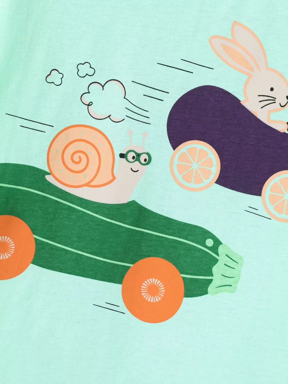 Children's Snail And Bunny Race Graphic T-shirt, model styling view