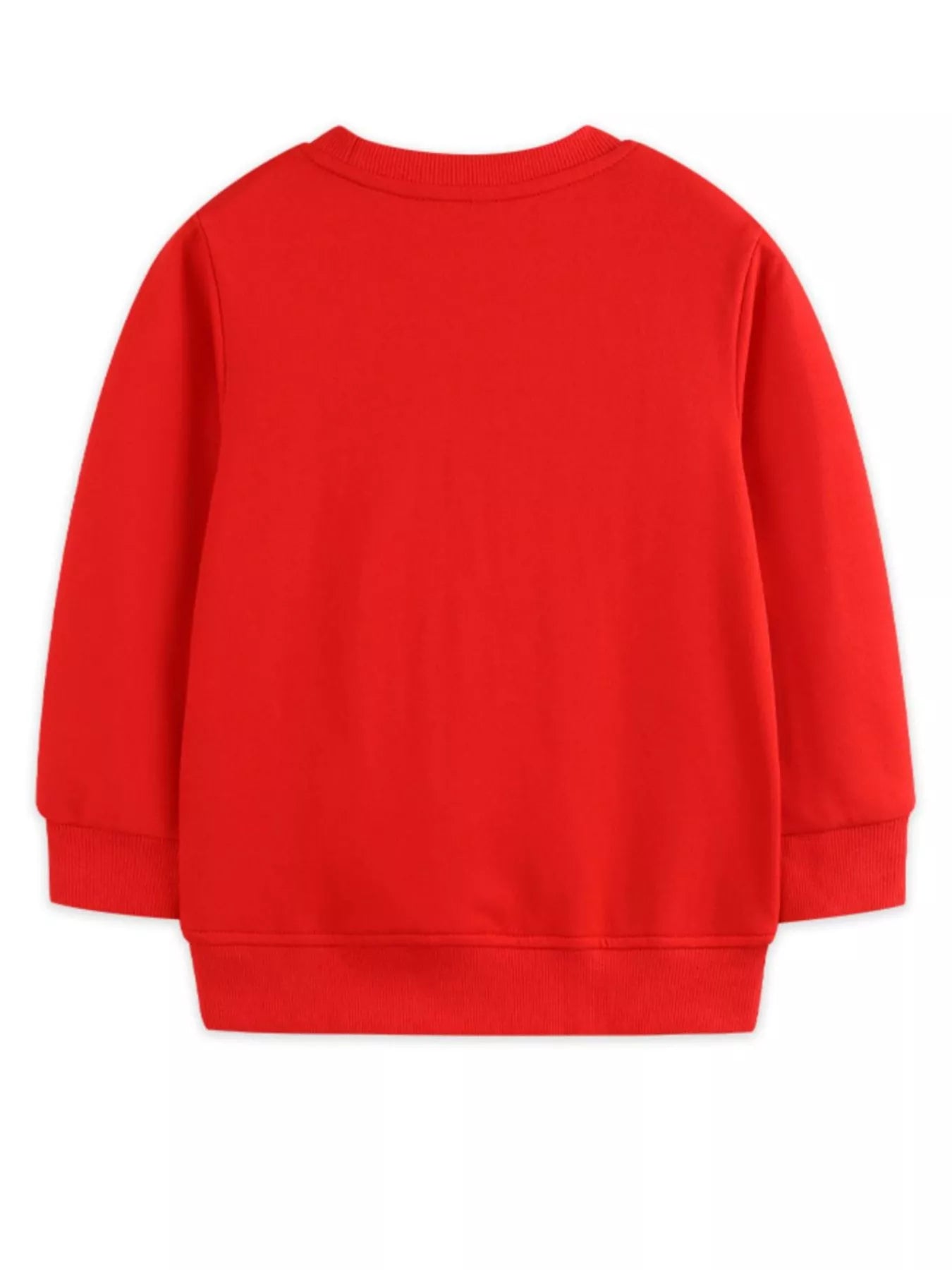 Red crewneck sweatshirt with ribbed cuffs and hem