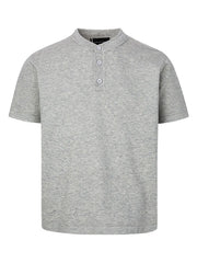 Men's grey t-shirt with band collar and button detail