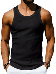 Men's Full Size Round Neck Tank in White, product detail