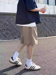 Relaxed fit khaki chino shorts with a comfortable, breathable feel.