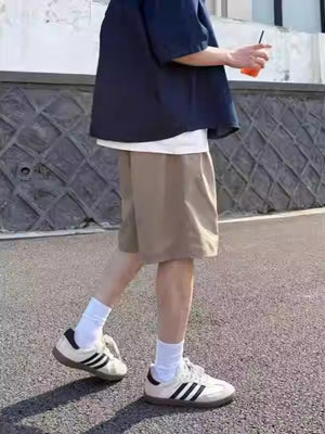 Relaxed fit khaki chino shorts with a comfortable, breathable feel.