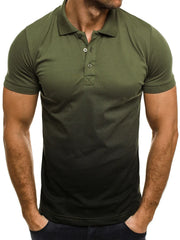 Olive gradient cotton polo shirt with button detail