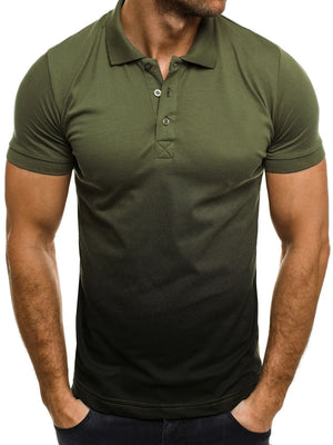 Olive gradient cotton polo shirt with button detail