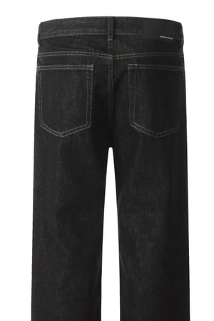 Dark wash denim jeans for men with back pocket detail