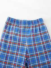 Toddler boys' blue plaid shorts with elastic waistband