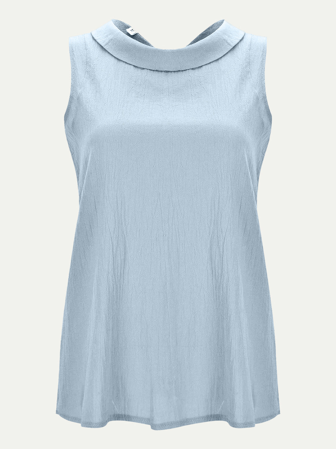 Light Blue Peter Pan collar sleeveless blouse with textured fabric