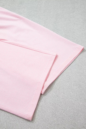 Striped Long Sleeve Top And Pants Set in Blush Pink, view 13