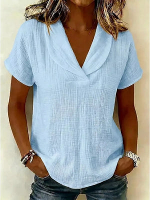 Textured Short Sleeve Plus Size Blouse, fit detail