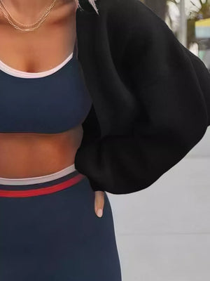 Open Front Cropped Cardigan in red with cropped