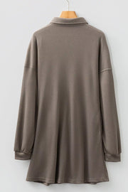 Casual Button-down Dress With Pockets in Dark Gray, product detail