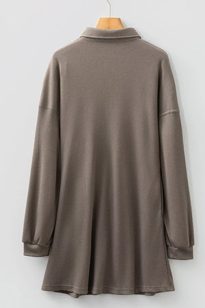 Casual Button-down Dress With Pockets in Dark Gray, product detail
