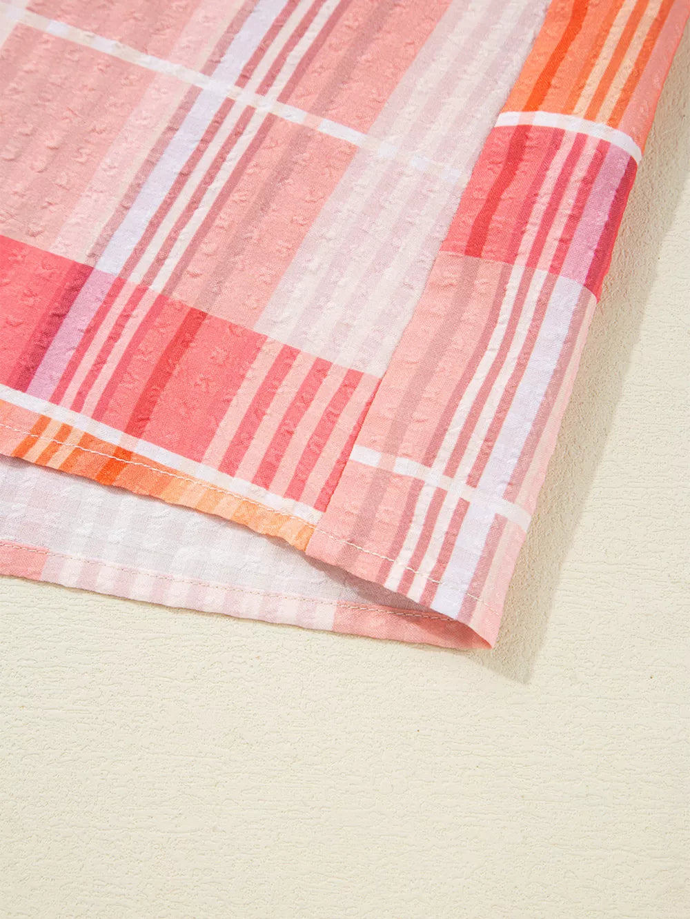 Oversized Check Tunic Shirt in Sherbet, alternate angle