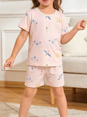 Toddler underwear set, blue, dragonfly print, comfortable cotton blend.