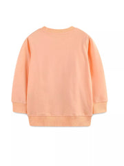 Children's crewneck sweatshirt in watermelon pink cotton with ribbed cuffs and hem.