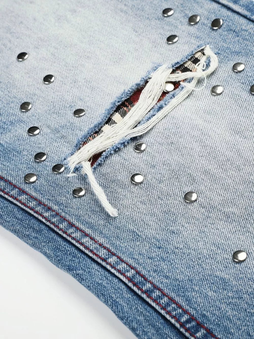 Men's Distressed Wide-leg Jeans in Blue, back view