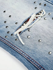 Men's Distressed Wide-leg Jeans in Blue, back view