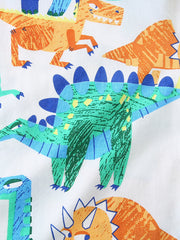 Children's cotton crew neck t-shirt with a colorful dinosaur print.