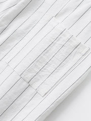 White striped sweatpants with a pocket detail.