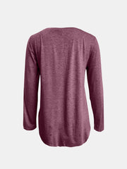 Dusty Pink asymmetrical long sleeve tee with button detail