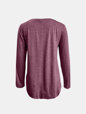 Dusty Pink asymmetrical long sleeve tee with button detail