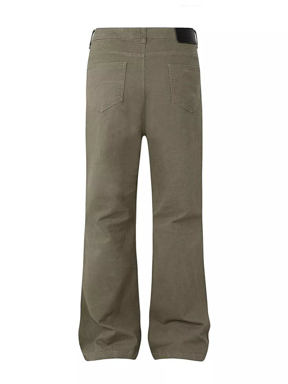Men's high-waisted flare leg trousers in brown with classic five-pocket styling.
