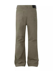 Men's high-waisted flare leg trousers in brown with classic five-pocket styling.