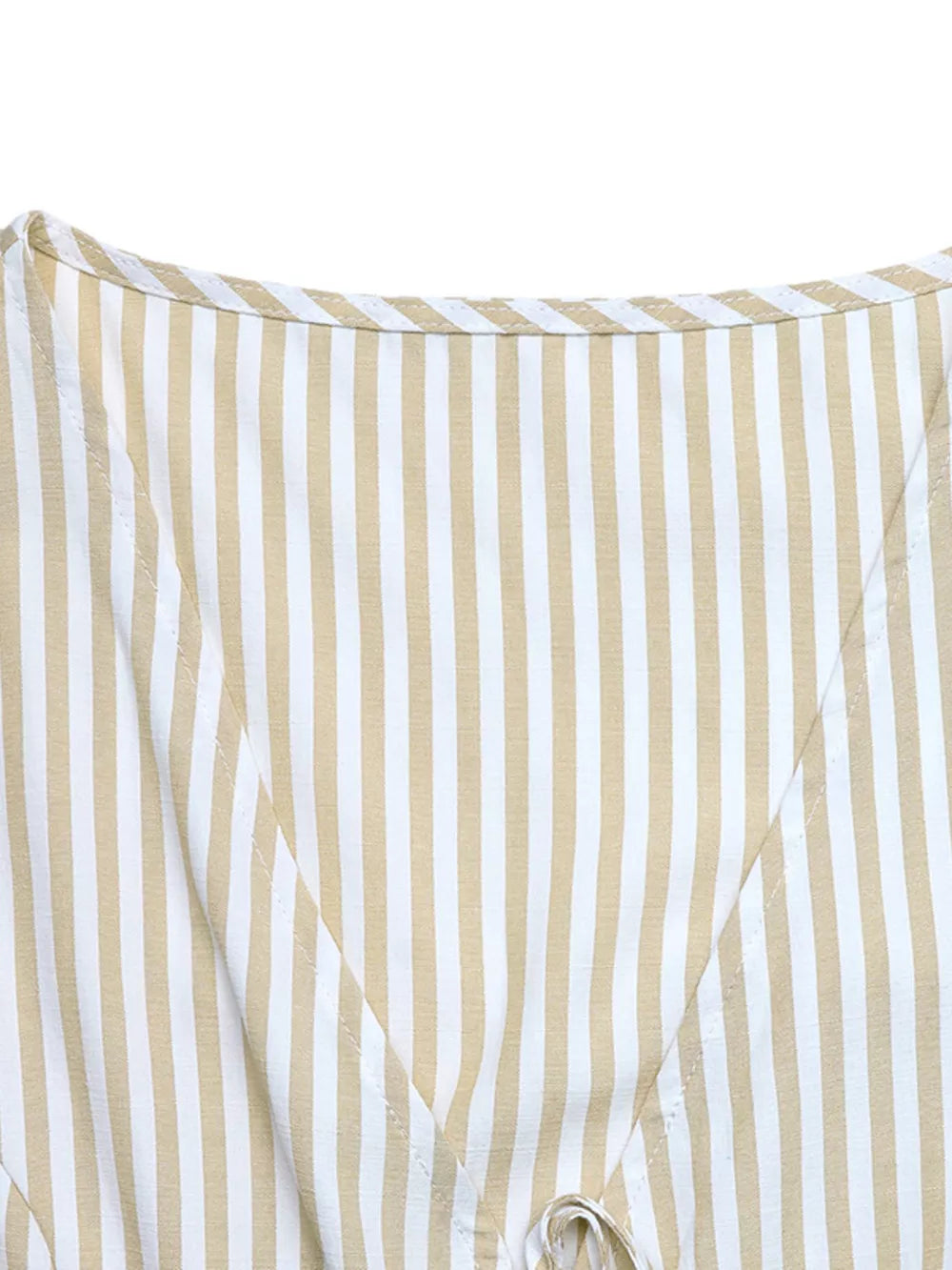 Chic striped cotton vest set with V-neck and tie detail.