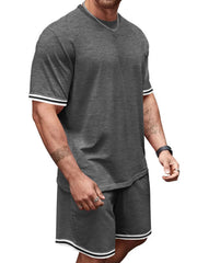 Casual Striped Tee And Shorts Ensemble