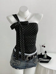 Polka Dot One-shoulder Cami, model styling view