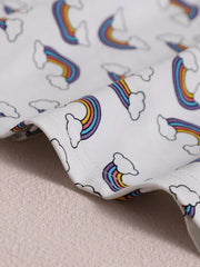 Children's Rainbow Print Ruffle Sleeve Dress, model styling view