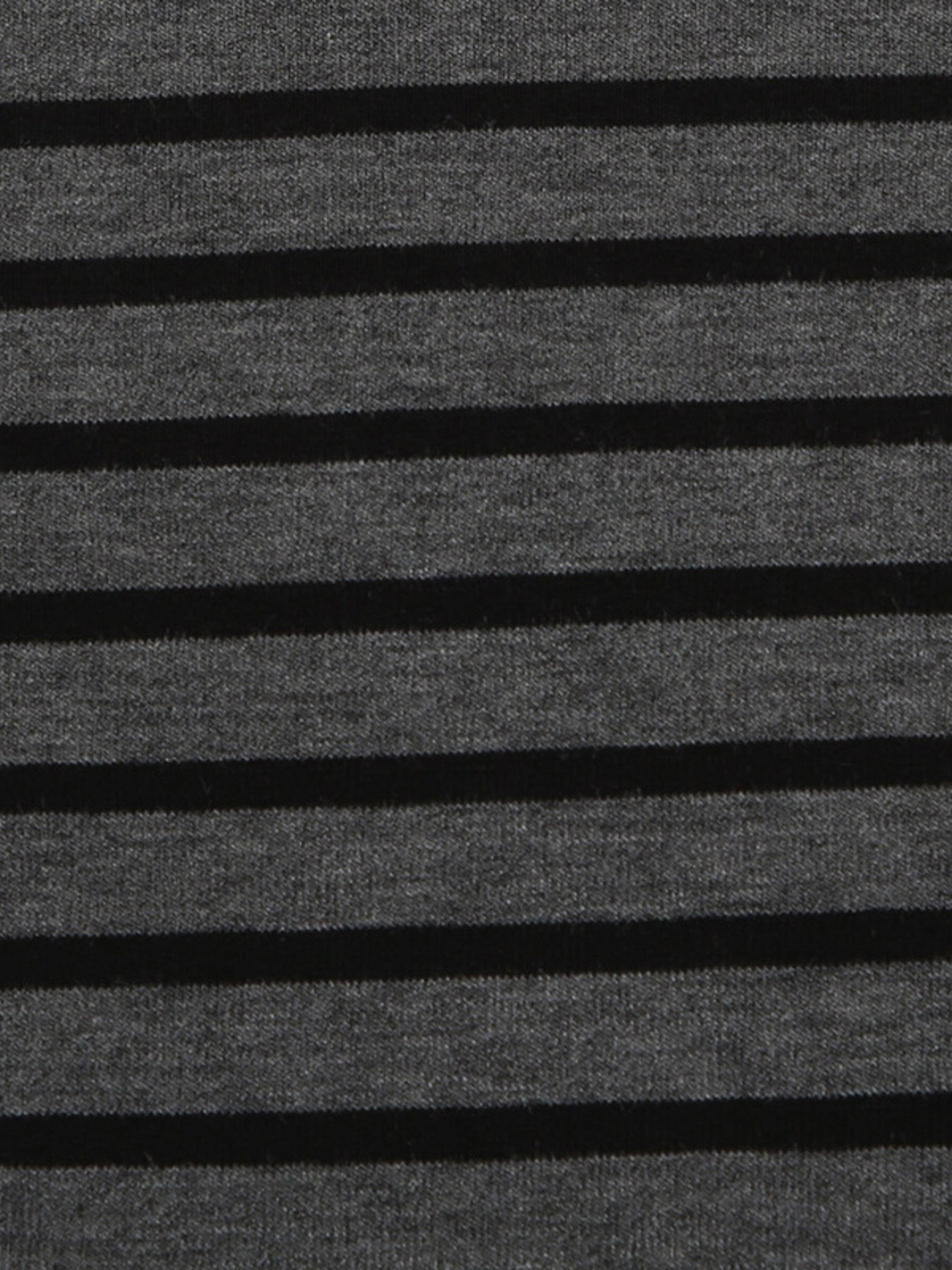 Grey and black striped t-shirt with a boat neck.