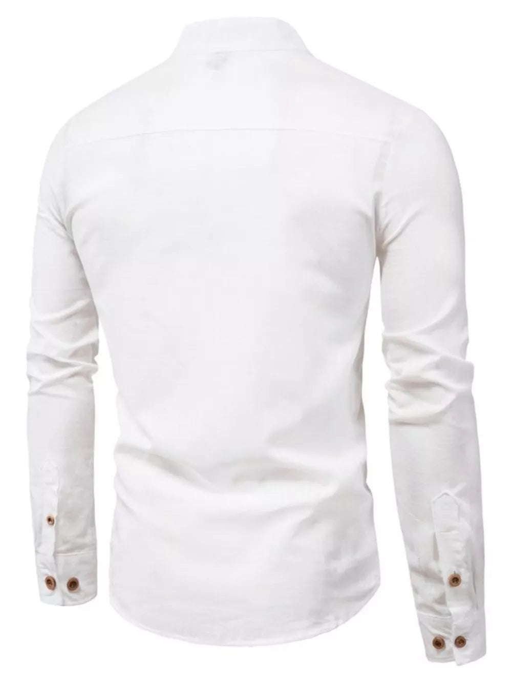 Men's Plus Size Casual Mandarin Collar Shirt in Coffee, alternate angle