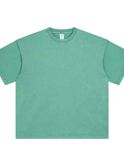 Oversized washed cotton crewneck t-shirt in Dusty Blue with a relaxed fit and crew neckline.