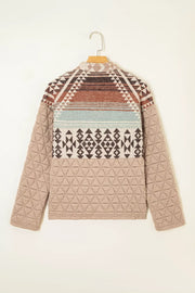 Aztec Quilted Patchwork Western Jacket in Camel, editorial view